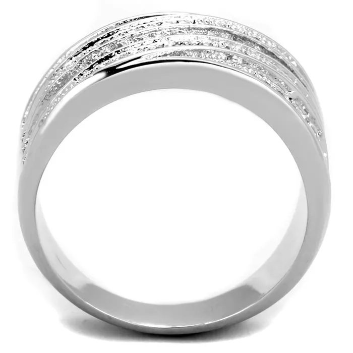 Alamode Rings 3W882 Rhodium Brass Ring with AAA Grade CZ in Clear