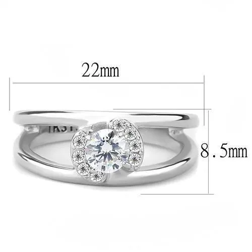 Alamode Rings TK3245 High polished no plating Stainless Steel Ring with AAA Grade CZ in Clear