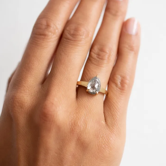 Rings Lauren Wolf Jewelry Speckled Ash Pear Diamond Ring