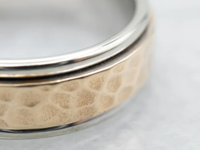 Rings Market Square Jewelers Two Tone Gold Hammered Pattern Band Rings Market Square Jewelers Two Tone Gold Hammered Pattern Band