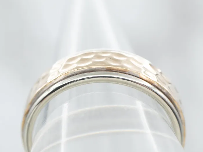 Rings Market Square Jewelers Two Tone Gold Hammered Pattern Band Rings Market Square Jewelers Two Tone Gold Hammered Pattern Band