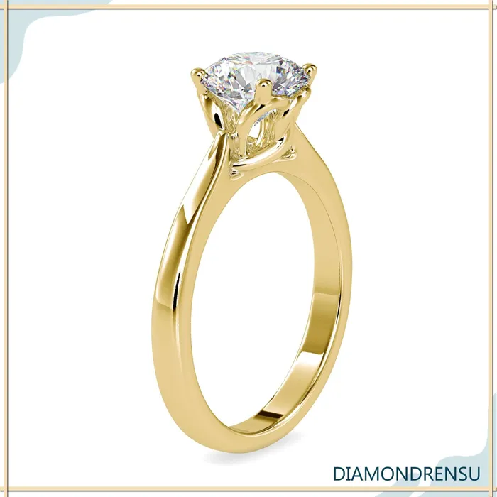 Diamondrensu Rings Unique Solitaire Engagement Ring With Twisted Prong